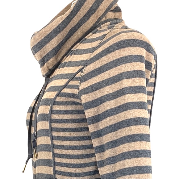Calvin Klein Velour Striped Drawstring Turtleneck Zip Up Jacket size X-Small - Picture 8 of 16